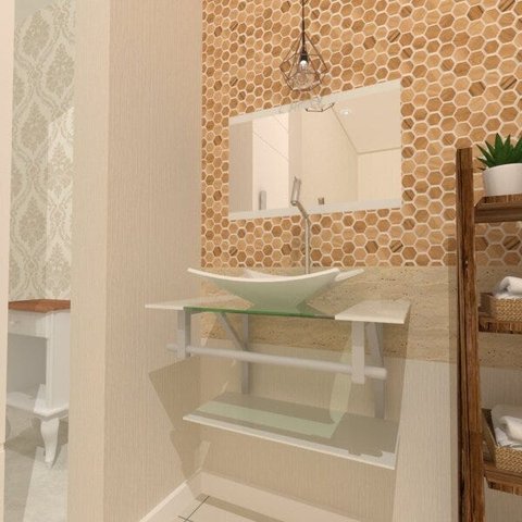 COMBO 2 EM 1 GABINETE DE VIDRO SAN MARINO 60CM AC + TORNEIRA ALGARVE - BRANCO EK
