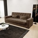 Ver imagem 2 de Sofá Cama 02 lugares Lisboa Suede Pés de Madeira - D’Rossi - Marrom