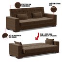 Ver imagem 6 de Sofá Cama 02 lugares Lisboa Suede Pés de Madeira - D’Rossi - Marrom