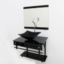 Ver imagem 3 de GABINETE DE VIDRO 60CM APX COM CUBA QUADRADA - MÁRMORE PRETO