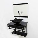 Ver imagem 1 de GABINETE DE VIDRO 60CM APX COM CUBA QUADRADA - MÁRMORE PRETO