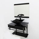 Ver imagem 2 de GABINETE DE VIDRO 60CM APX COM CUBA QUADRADA - MÁRMORE PRETO