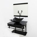 Ver imagem 1 de GABINETE DE VIDRO 60CM APX COM CUBA RETANGULAR - MÁRMORE PRETO
