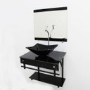 Ver imagem 3 de GABINETE DE VIDRO 60CM APX COM CUBA RETANGULAR - MÁRMORE PRETO
