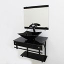 Ver imagem 2 de GABINETE DE VIDRO 60CM APX COM CUBA RETANGULAR - MÁRMORE PRETO