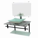 Ver imagem 1 de GABINETE DE VIDRO 60CM AP COM CUBA QUADRADA -MÁRMORE BRANCO