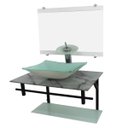 Ver imagem 1 de GABINETE DE VIDRO 60CM AP COM CUBA RETANGULAR -MÁRMORE BRANCO