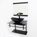 Ver imagem 2 de GABINETE DE VIDRO 60CM AP COM CUBA OVAL - MÁRMORE PRETO