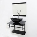 Ver imagem 3 de GABINETE DE VIDRO 60CM AP COM CUBA OVAL - MÁRMORE PRETO