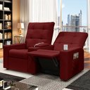 Ver imagem 1 de Poltrona do Papai Reclinável Sala de Cinema Movie 2 Lugares Manual Baú USB Veludo Vermelho G23 Gran