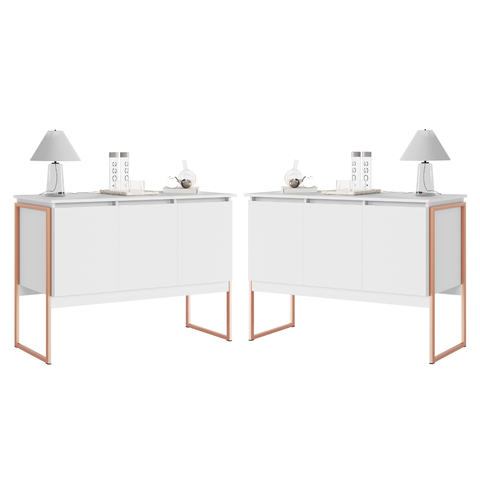 Conjunto de Buffets Industriais Milão Branco Cobre