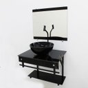 Ver imagem 1 de Gabinete de Vidro 60cm Apx com Cuba Redonda - Mármore Preto