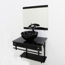 Ver imagem 2 de Gabinete de Vidro 60cm Apx com Cuba Redonda - Mármore Preto