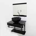 Ver imagem 3 de Gabinete de Vidro 60cm Apx com Cuba Redonda - Mármore Preto