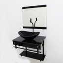 Ver imagem 1 de GABINETE DE VIDRO 60CM APX COM CUBA OVAL - MÁRMORE PRETO