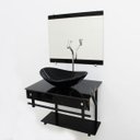 Ver imagem 3 de GABINETE DE VIDRO 60CM APX COM CUBA OVAL - MÁRMORE PRETO