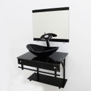 Ver imagem 2 de GABINETE DE VIDRO 60CM APX COM CUBA OVAL - MÁRMORE PRETO