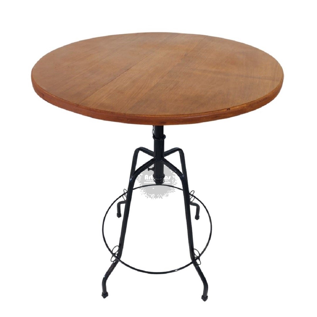 mesa redonda restaurante giratória ferro madeira artesanato mineiro - 5