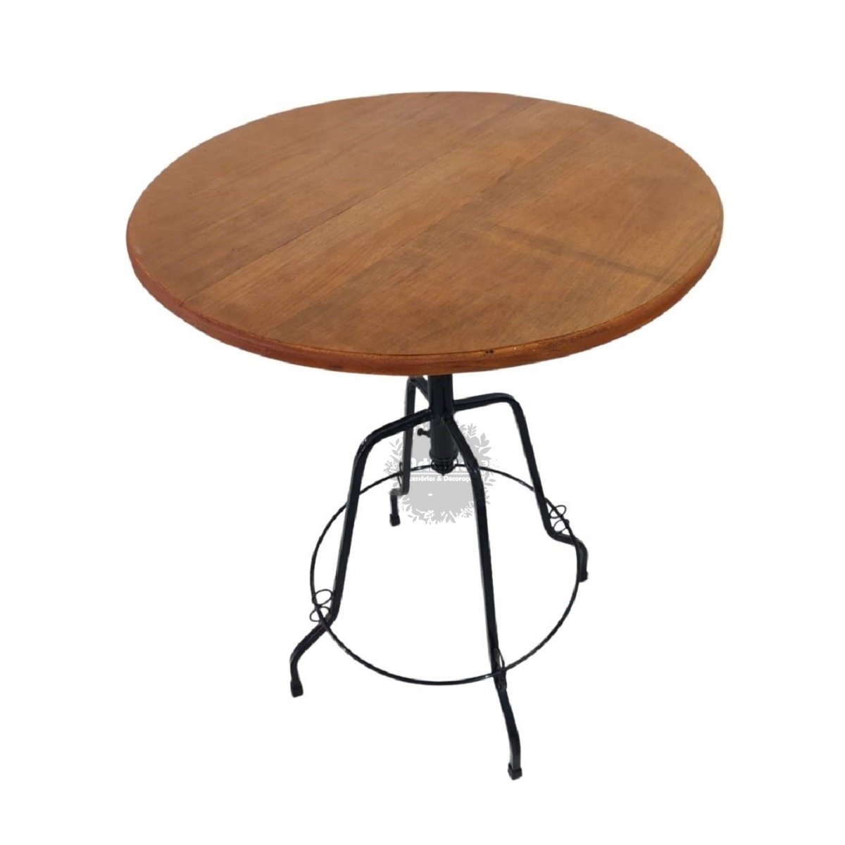 mesa redonda restaurante giratória ferro madeira artesanato mineiro - 6
