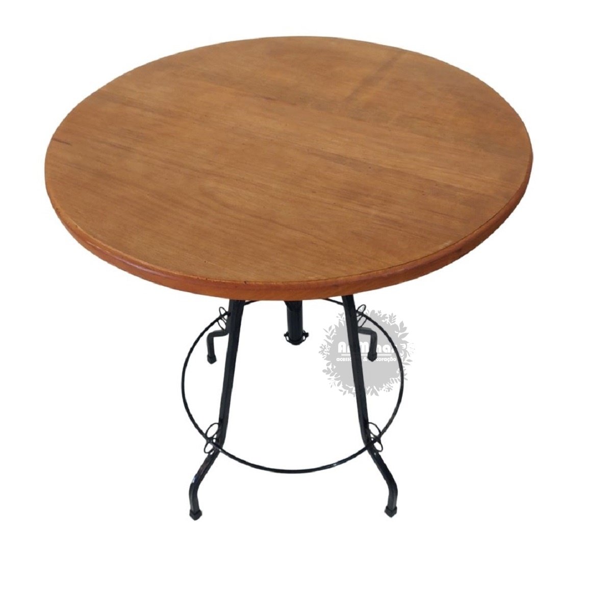 mesa redonda restaurante giratória ferro madeira artesanato mineiro - 3