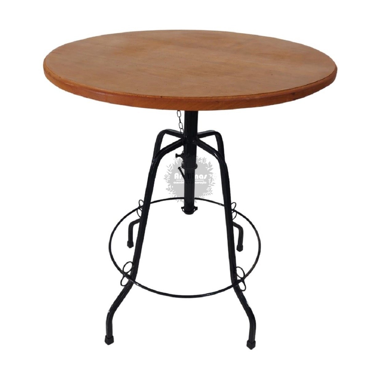 mesa redonda restaurante giratória ferro madeira artesanato mineiro - 2