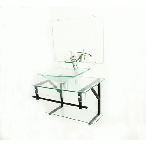GABINETE DE VIDRO 60CM APX COM CUBA RETANGULAR - INCOLOR