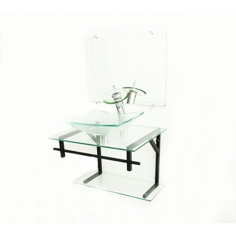 GABINETE DE VIDRO 60CM AP COM CUBA RETANGULAR - INCOLOR
