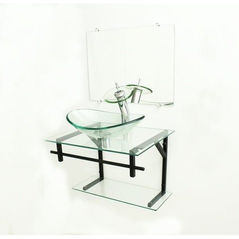 GABINETE DE VIDRO 60CM AP COM CUBA OVAL - INCOLOR