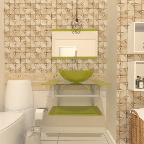 COMBO 2 EM 1 GABINETE DE VIDRO ESTÔNIA 60CM AC + TORNEIRA ALGARVE - VERDE OLIVA EK