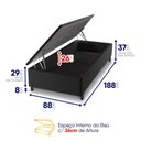 Ver imagem 7 de Conjunto Box Baú Preto Cairo Cinza Molas Ensacadas Solteiro 88x188x71 - King House