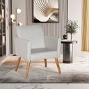 Ver imagem 1 de Poltrona Corino Cristal para Sala de Jantar Luxo Recepção:bege Corino