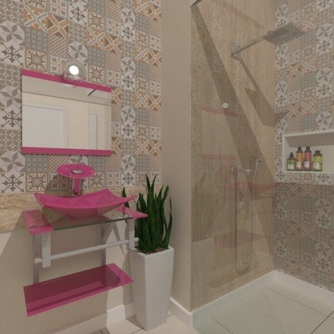 COMBO 2 EM 1 GABINETE DE VIDRO ESCÓCIA 45CM AC + TORNEIRA IBIZA - ROSA EK