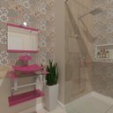 Ver imagem 1 de COMBO 2 EM 1 GABINETE DE VIDRO ESCÓCIA 45CM AC + TORNEIRA IBIZA - ROSA EK