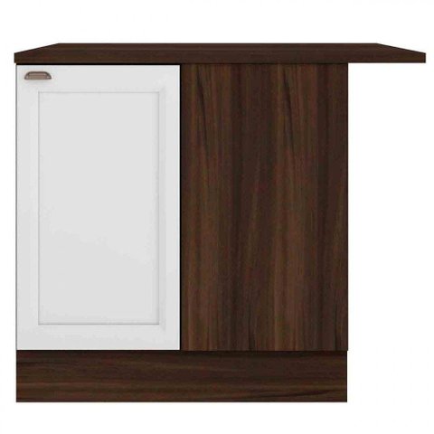 Balcão C/ Tampo Reto para Canto 1 Porta Nogueira e Branco