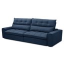 Ver imagem 1 de Sofá Retrátil Reclinável 3 Lugares 250cm Damy F05 Veludo Azul - Mpozenato