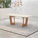 Ver imagem 5 de Mesa de Jantar Liz 180x90cm Vidro 40mm Cinamomo Off White com Kit 8 Cadeiras Veludo Palha - Valdem