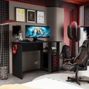 Ver imagem 1 de Mesa Escrivaninha Gamer Slim com Suporte para Cpu