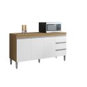 Ver imagem 1 de Balcão de Cozinha Andréia 150cm Amêndoa/Branco + Tampo - AJL Móveis