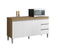 Ver imagem 1 de Balcão de Cozinha Andréia 150cm Amêndoa/Branco + Tampo - AJL Móveis