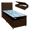 Ver imagem 1 de Cama + Bau Blindado e Colchão Molas Ensacadas Solteiro - Life Gold Paropas + Cabeceira