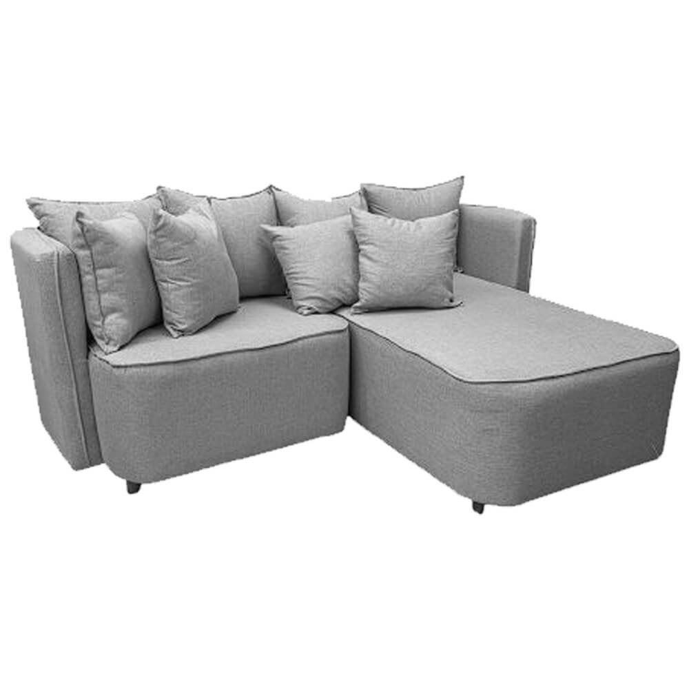 Sofá Opel 2 Lugares com Chaise 180cm Tecido Linho Paropas Cor Cinza