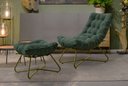 Ver imagem 1 de Poltrona Costela Luxo com Puff EVA Metal Dourado Veludo Verde