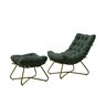 Poltrona Costela Luxo com Puff EVA Metal Dourado Veludo Verde - 3