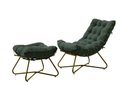 Ver imagem 3 de Poltrona Costela Luxo com Puff EVA Metal Dourado Veludo Verde
