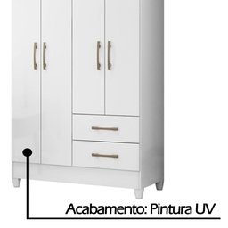 Guarda Roupa Chile 103cm 4 Portas Branco Moval - 3
