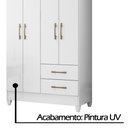 Ver imagem 3 de Guarda Roupa Chile 103cm 4 Portas Branco Moval