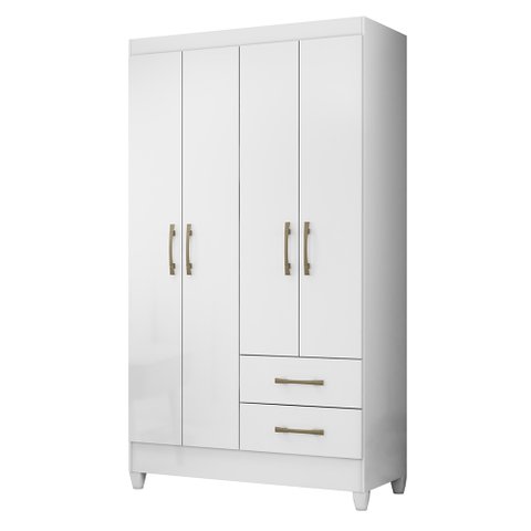 Guarda Roupa Chile 103cm 4 Portas Branco Moval
