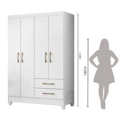Guarda Roupa Chile 103cm 4 Portas Branco Moval - 6