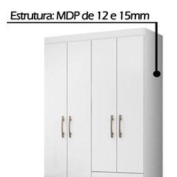 Guarda Roupa Chile 103cm 4 Portas Branco Moval - 4
