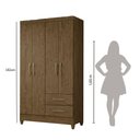 Ver imagem 6 de Guarda Roupa Chile 103cm 4 Portas Castanho Wood Moval